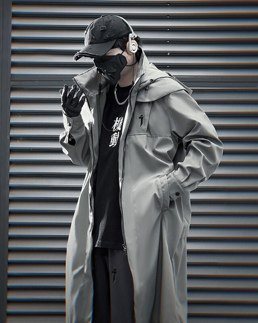 Manteau Long Chic à Double Zip