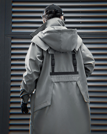 Manteau Long Chic à Double Zip