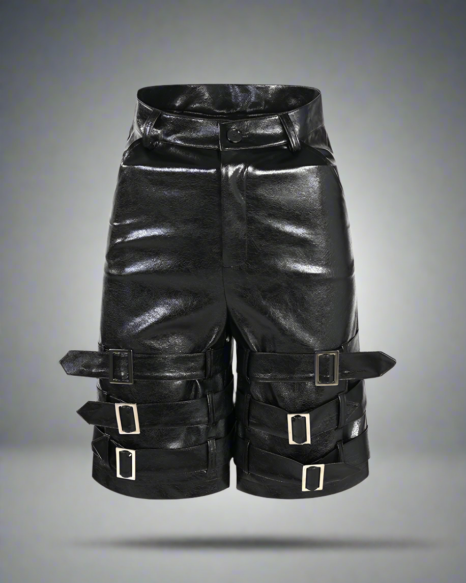 Shorts Tech en Cuir Audacieux