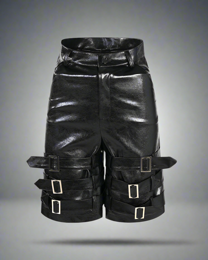 Shorts Tech en Cuir Audacieux