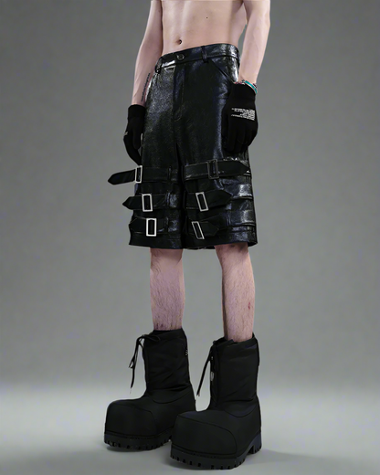 Shorts Tech en Cuir Audacieux