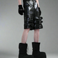 Shorts Tech en Cuir Audacieux
