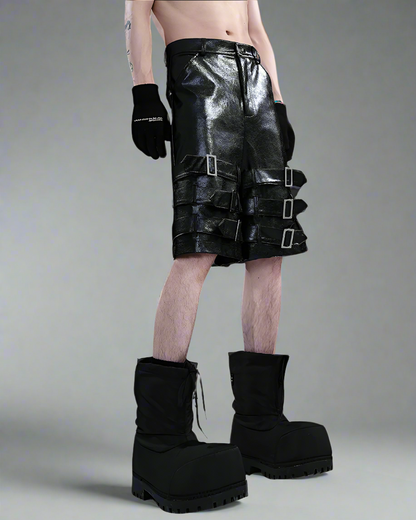 Shorts Tech en Cuir Audacieux