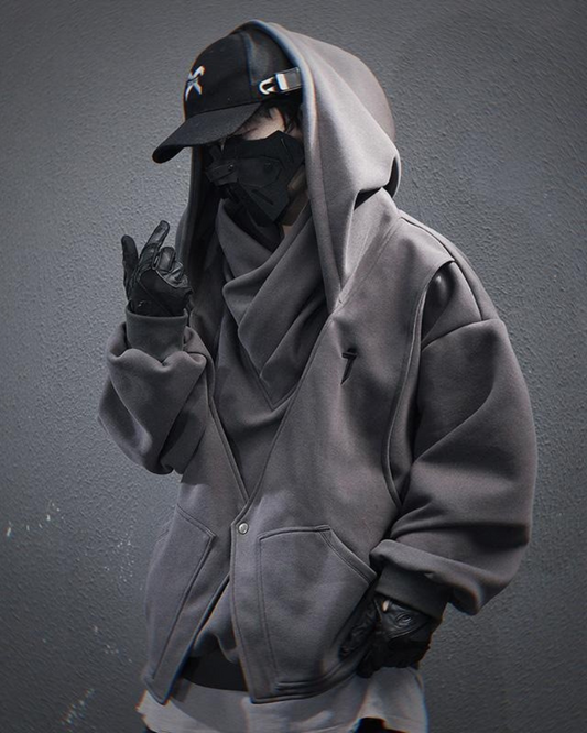 Hoodie à Col Roulé Superposé Chic