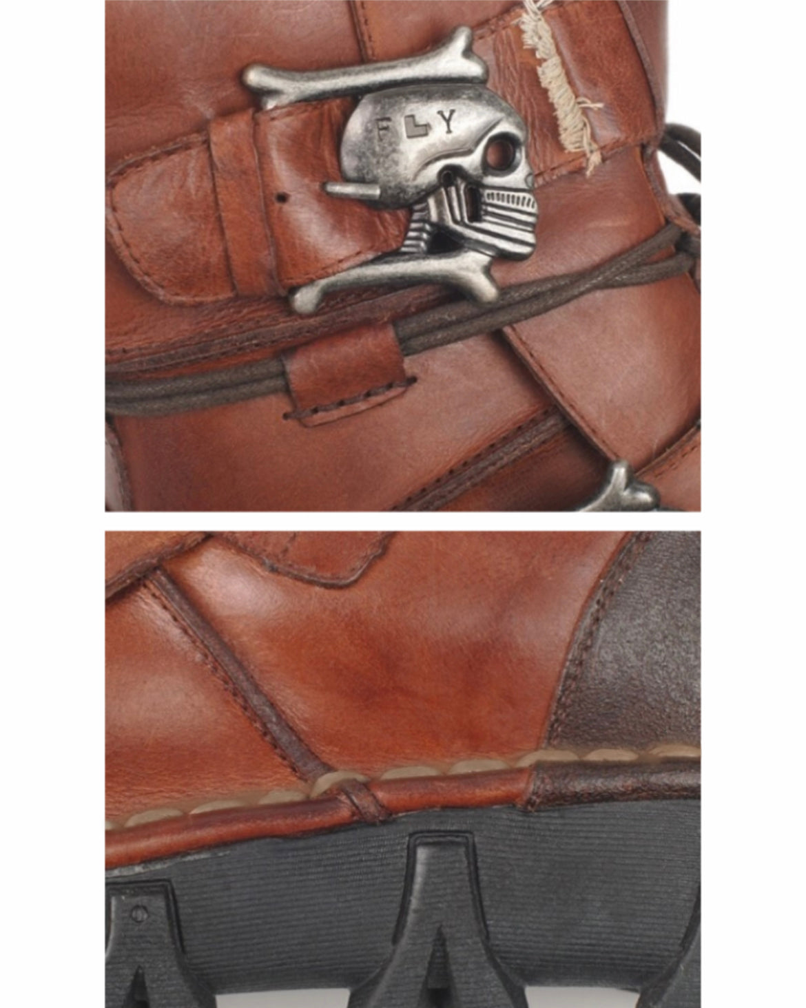 Bottes de Biker avec Crâne en Relief
