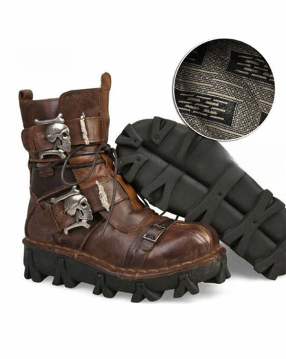 Bottes de Biker avec Crâne en Relief