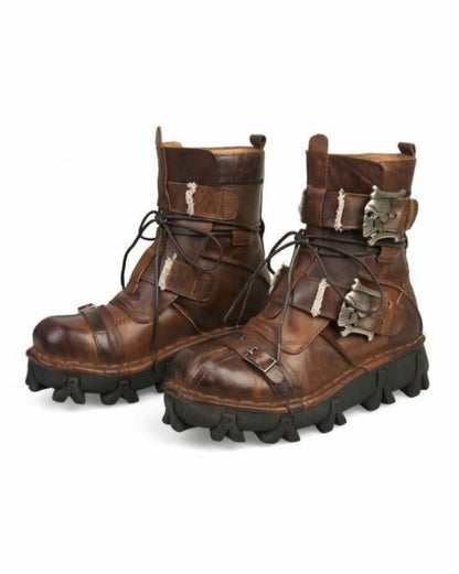 Bottes de Biker avec Crâne en Relief