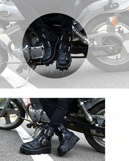 Bottes de Biker avec Crâne en Relief