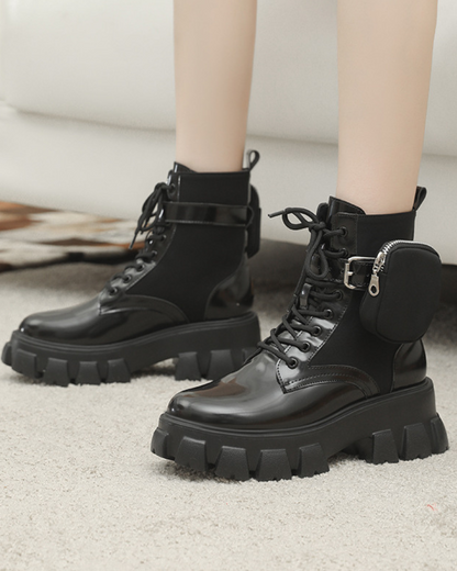 Bottes en Cuir Polyvalentes avec Poches