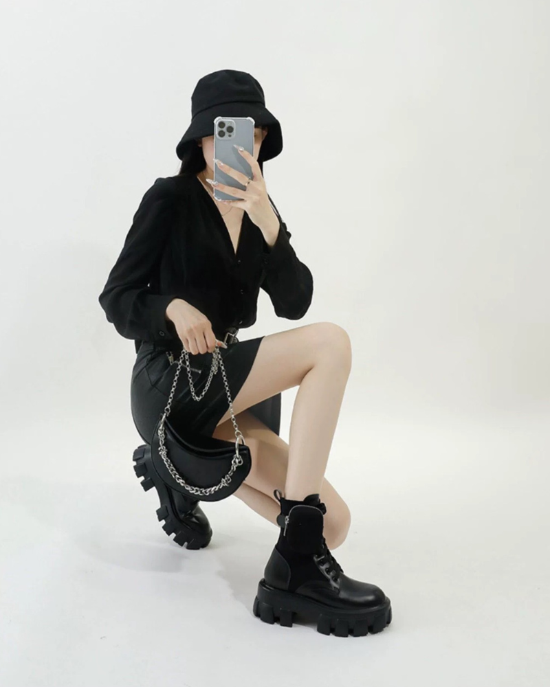 Bottes en Cuir Polyvalentes avec Poches