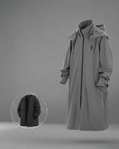Manteau Long Chic à Double Zip