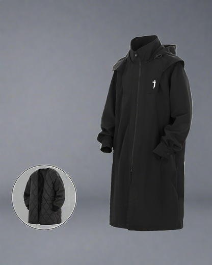 Manteau Long Chic à Double Zip