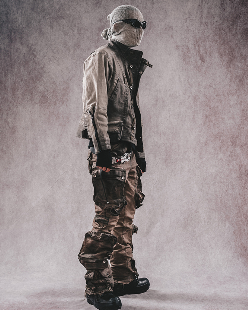 Pantalon Cargo Évasé Distressé Tendance