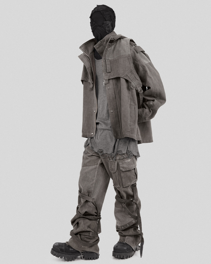 Pantalons Cargo Patchwork Stylés avec Bretelles