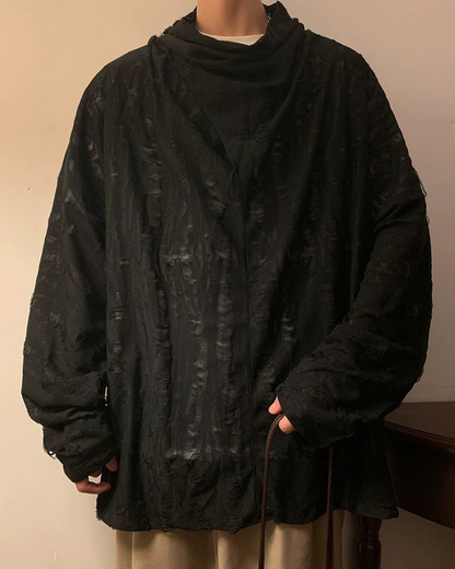 Sweat à Col Montant Chic Effet Usé