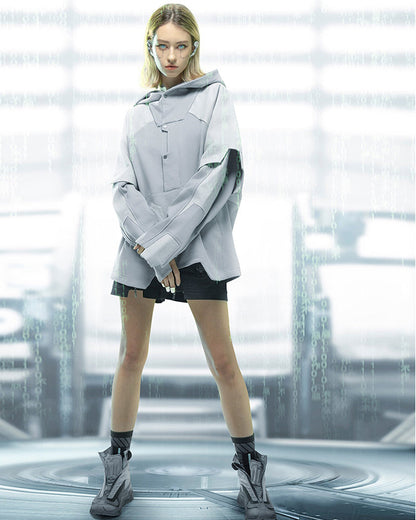 Hoodie Patchwork Fantôme Futuriste