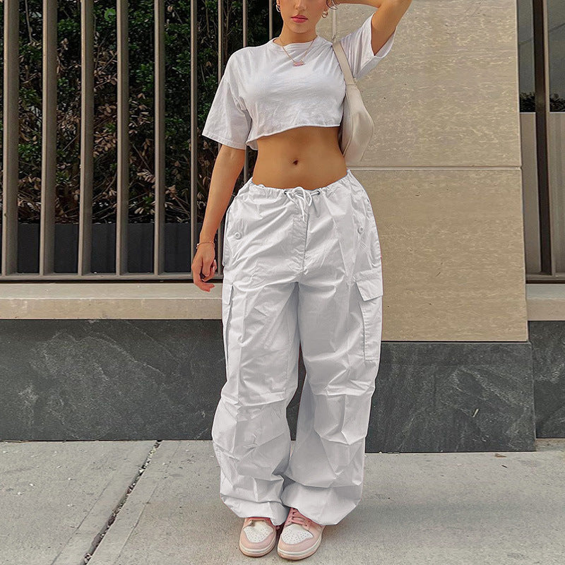 Pantalon Cargo Parachute Blanc