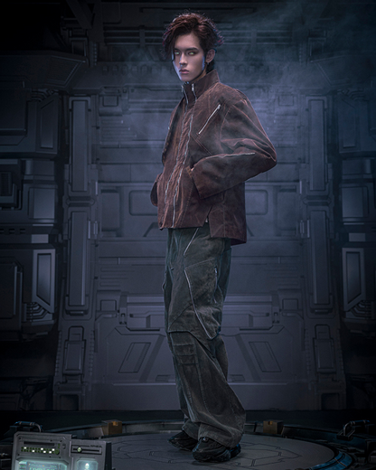 Veste Cyberpunk en Velours Futuriste