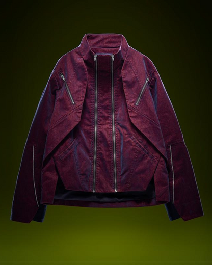 Veste Cyberpunk en Velours Futuriste