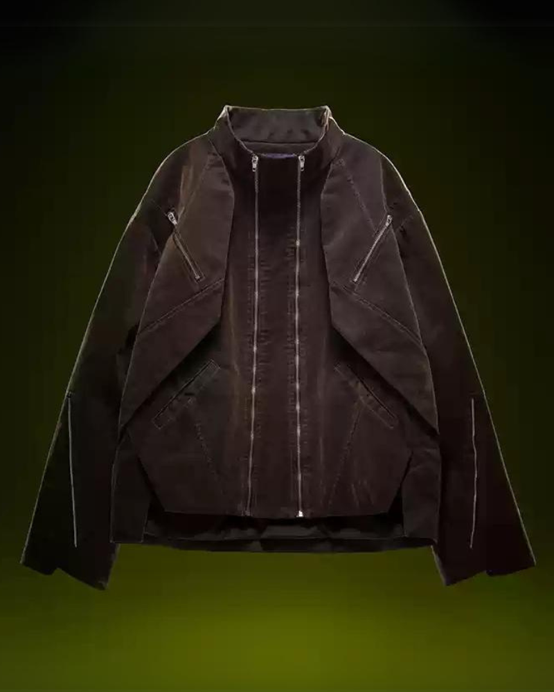 Veste Cyberpunk en Velours Futuriste