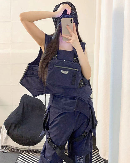 Gilet de Cargo Futuriste Double Face