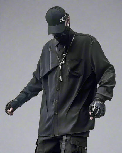 Chemise Haut Noir Chic à Manches Longues