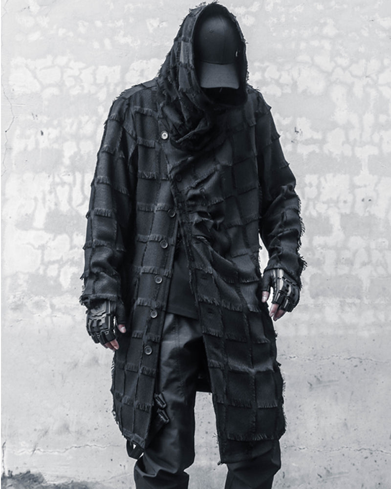 Manteau à Franges Rayé Élégant