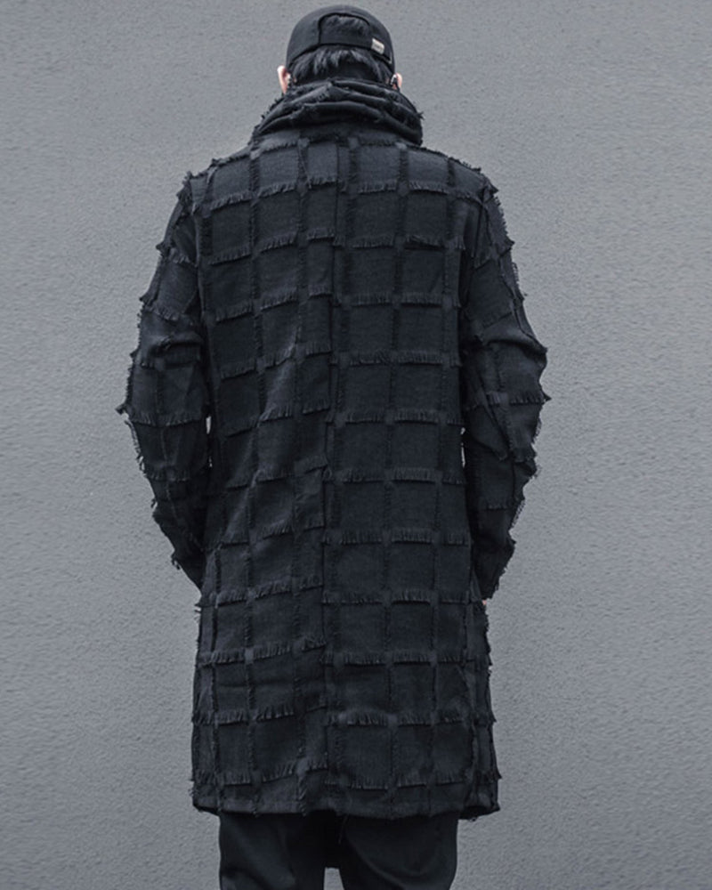 Manteau à Franges Rayé Élégant