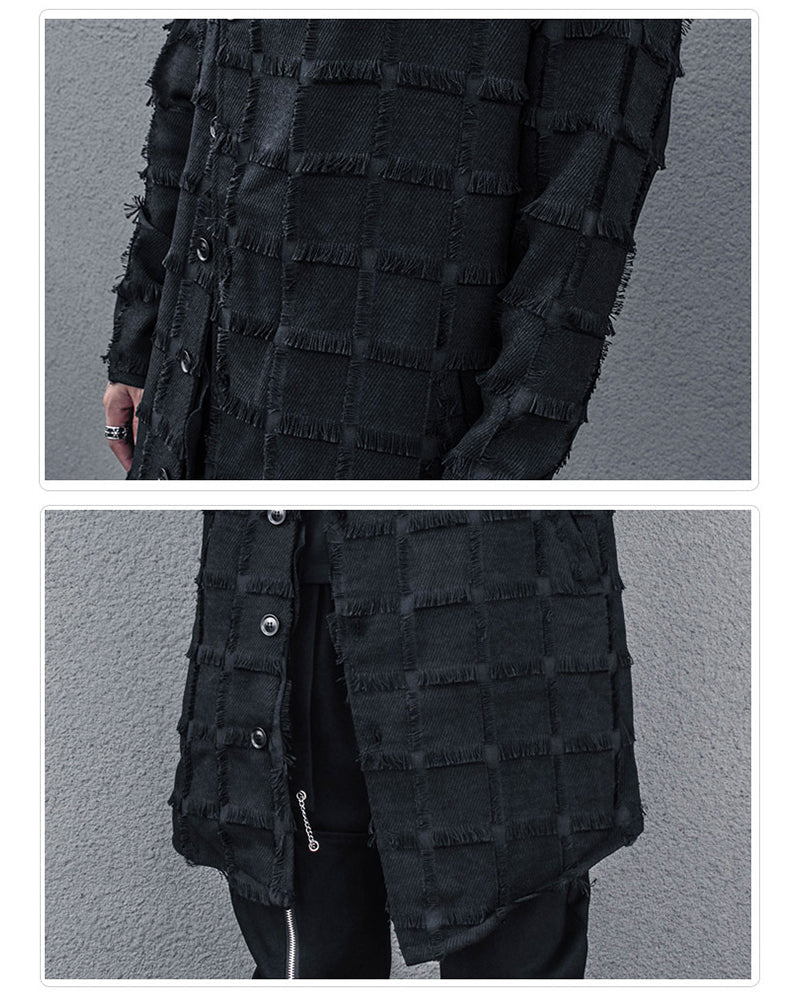 Manteau à Franges Rayé Élégant
