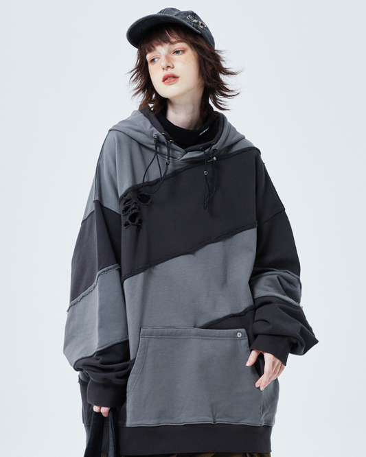 Hoodie Unisexe Patchwork Tendance
