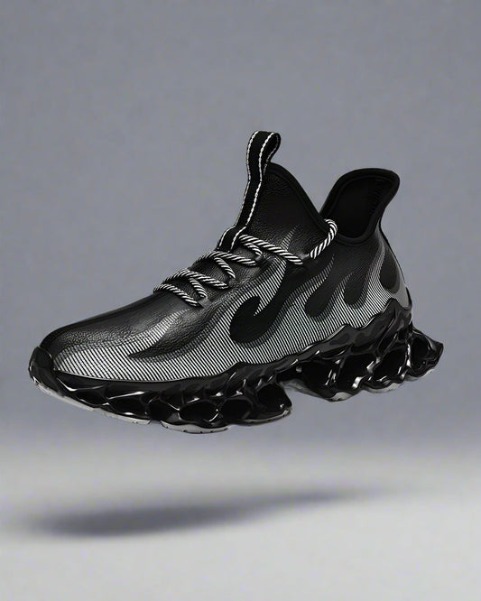 Baskets Futuristes Infusées de Feu - baskets futuristes - Baskets Futuristes Confortables en Maille et Caoutchouc