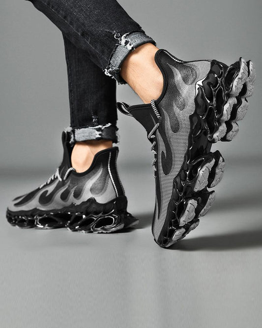 Baskets Futuristes Infusées de Feu - chaussures confortables - Baskets Futuristes Confortables en Maille et Caoutchouc