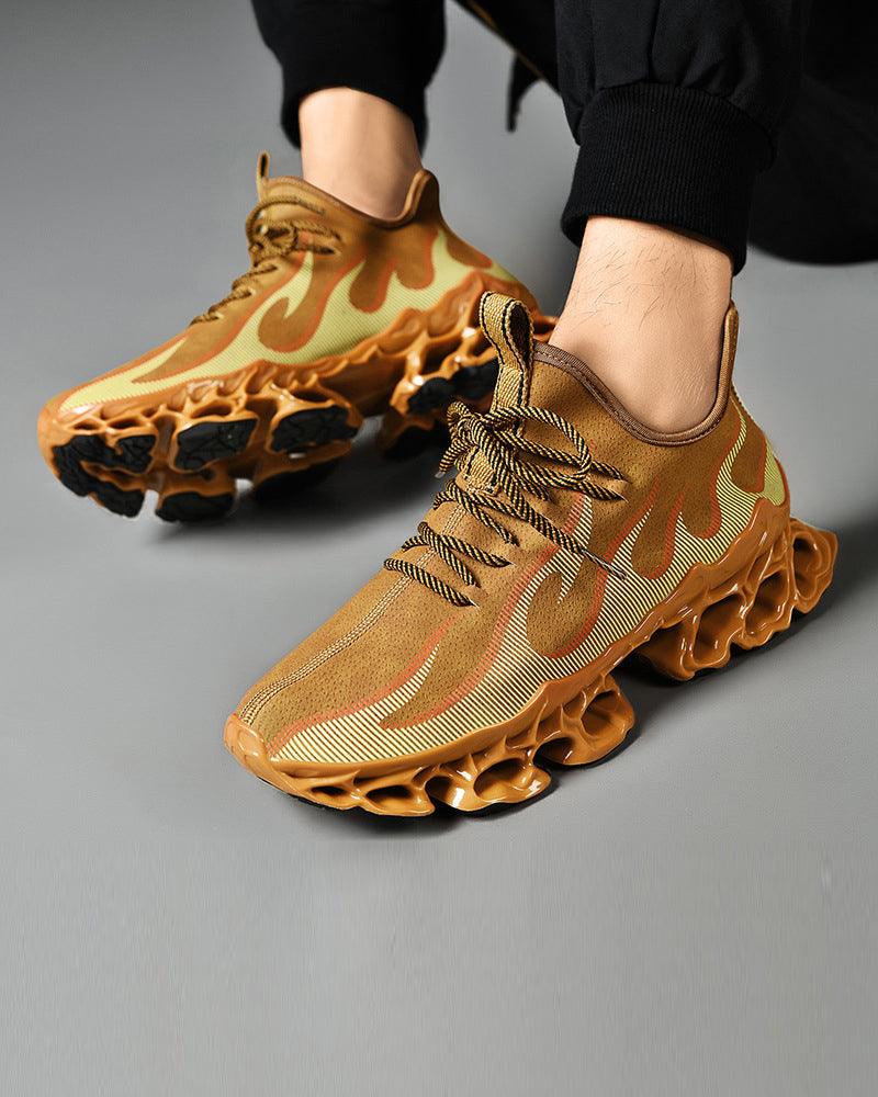 Baskets Futuristes Infusées de Feu -  mode techwear - Baskets Futuristes Confortables en Maille et Caoutchouc