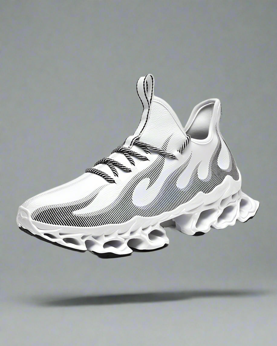 Baskets Futuristes Infusées de Feu -  style moderne - Baskets Futuristes Confortables en Maille et Caoutchouc