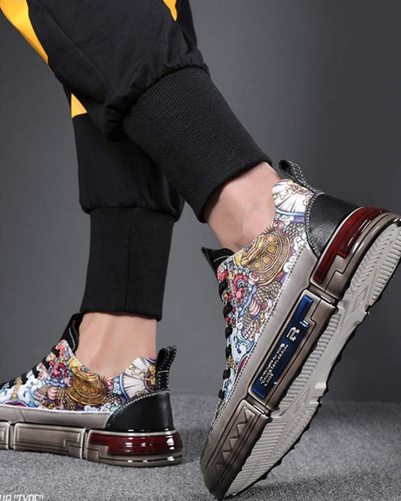 Baskets Techwear Chic en Cuir -  cuir élégant - Baskets Chic en Cuir pour un Style Techwear