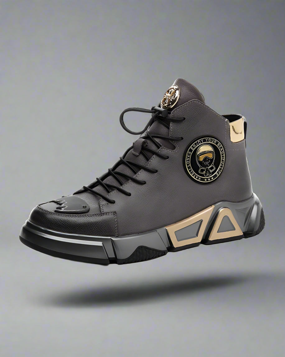 Baskets Techwear en Cuir Élevées - chaussures cargo en cuir - Baskets Techwear en Cuir pour Tous les Terrains