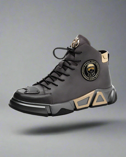 Baskets Techwear en Cuir Élevées - chaussures cargo en cuir - Baskets Techwear en Cuir pour Tous les Terrains