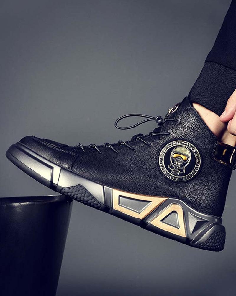 Baskets Techwear en Cuir Élevées -  chaussures durables - Baskets Techwear en Cuir pour Tous les Terrains