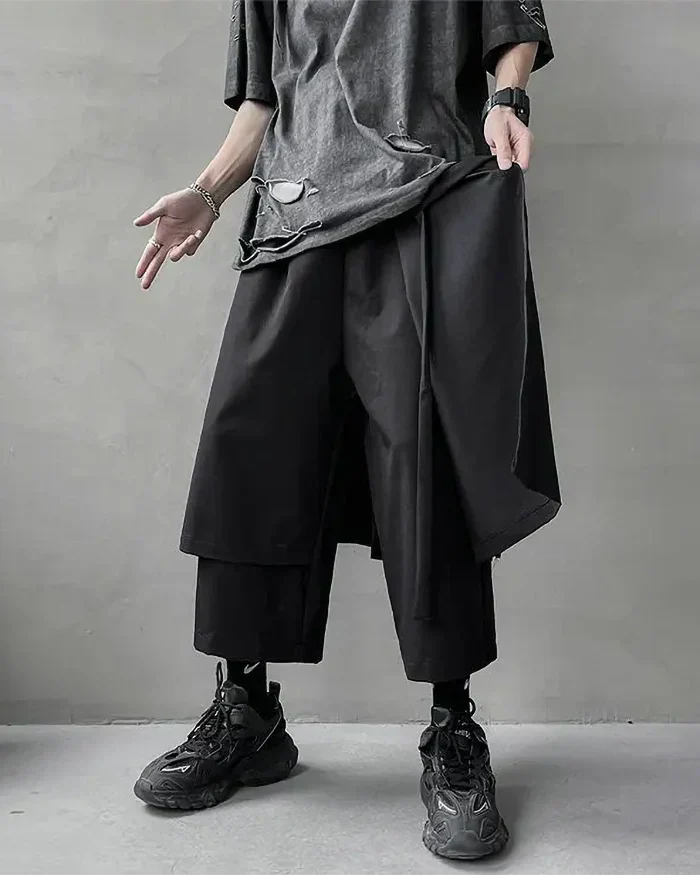 Pantalons Hakama Japonais Noirs Élégants