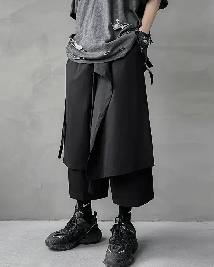 Pantalons Hakama Japonais Noirs Élégants