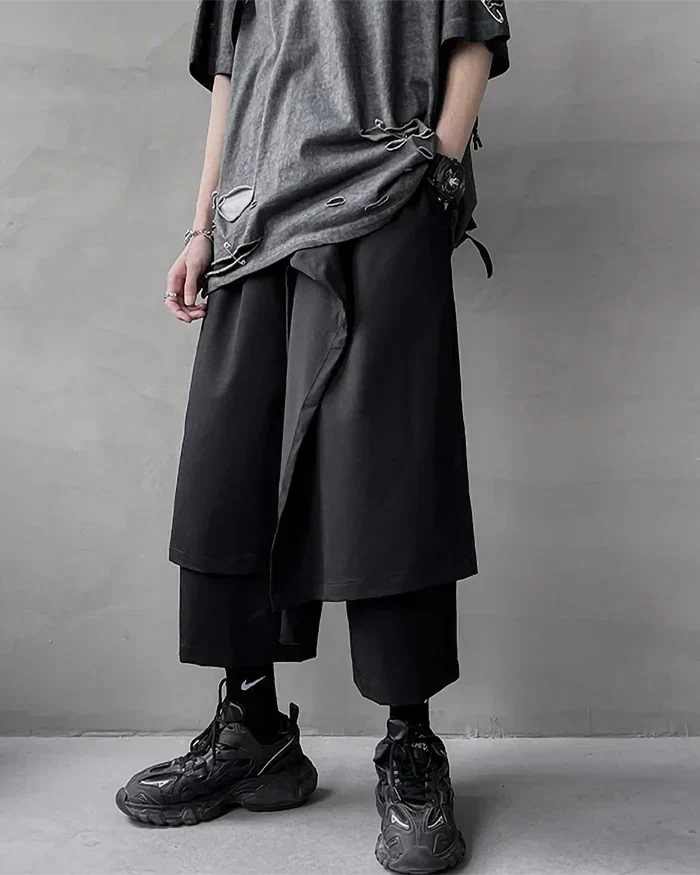 Pantalons Hakama Japonais Noirs Élégants