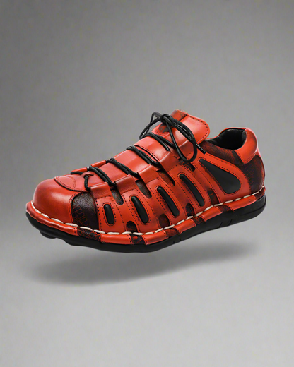 Bottes de Motard en Cuir Épais - chaussures en cuir - Bottes de Motard en Cuir Épais à Bout Ronde