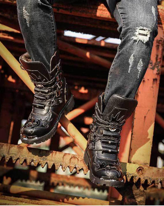 Bottes de Moto City Ride - bottes en PU artificiel - Bottes de Moto Confortables pour Techwear et Streetwear