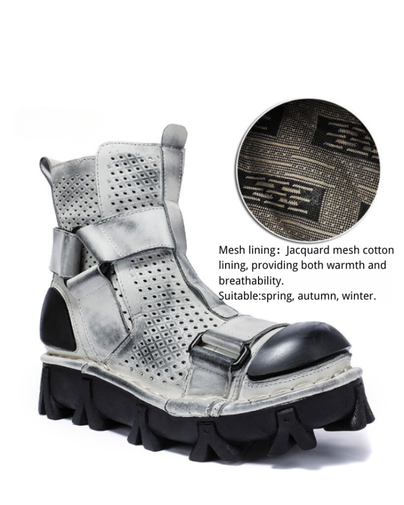 Bottes de Plateforme Rétro Unisexes Audacieuses -  plateforme - Bottes de Travail Punk Unisexes à Plateforme