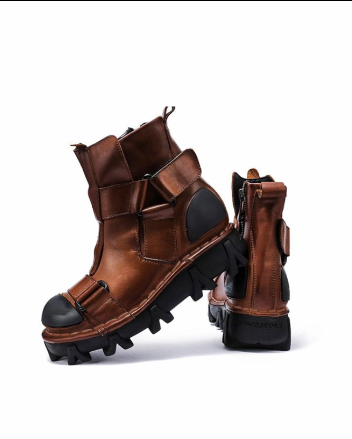 Bottes de Plateforme Rétro Unisexes Audacieuses -  chaussures streetwear - Bottes de Travail Punk Unisexes à Plateforme