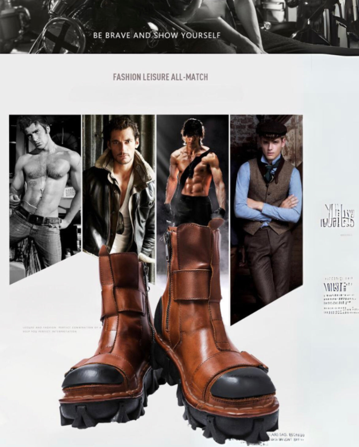 Bottes de Plateforme Rétro Unisexes Audacieuses -  chaussures streetwear - Bottes de Travail Punk Unisexes à Plateforme