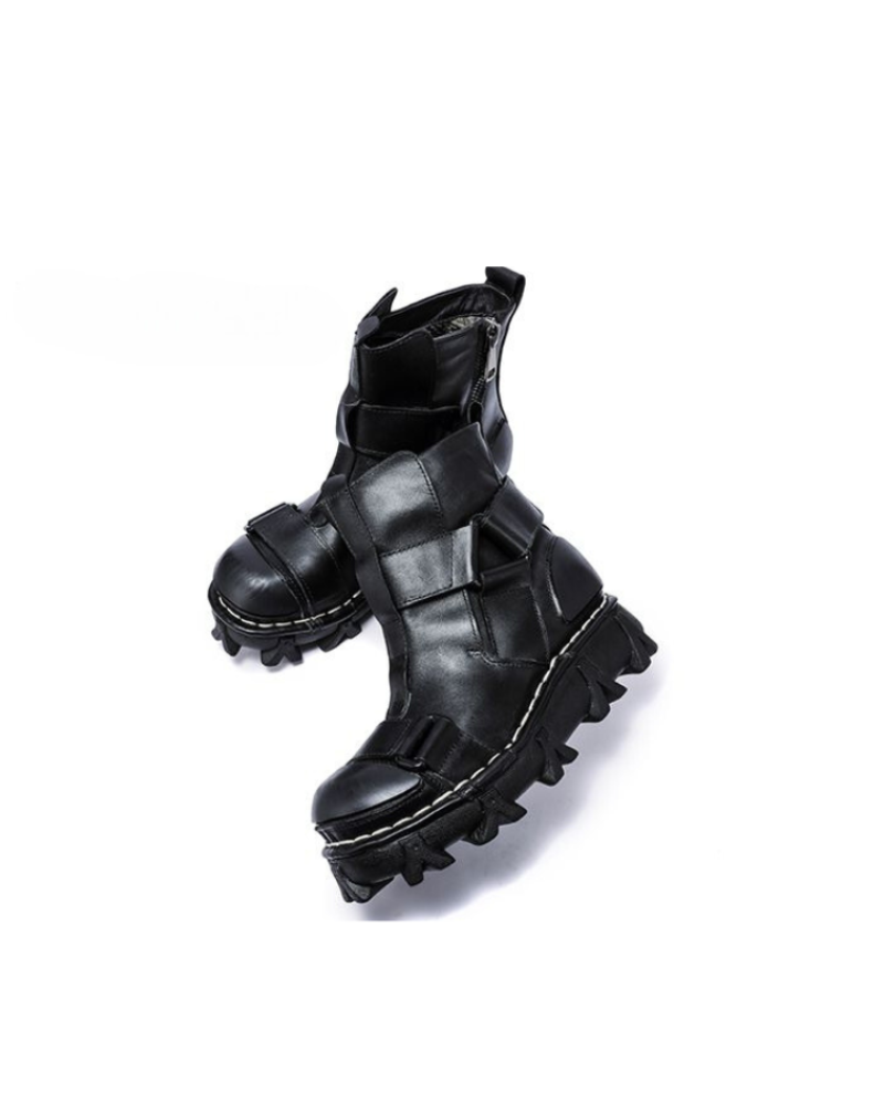 Bottes de Plateforme Rétro Unisexes Audacieuses -  chaussures streetwear - Bottes de Travail Punk Unisexes à Plateforme