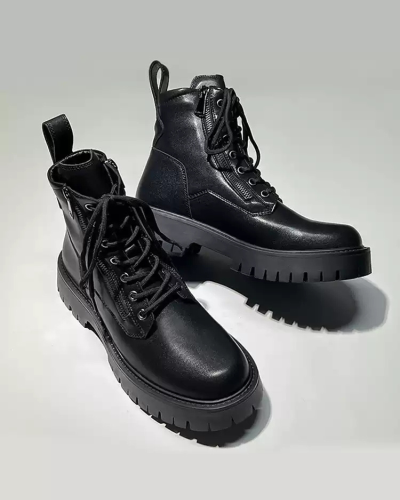 Bottes Moto Montantes Rebel - chaussures techwear - Bottes Moto Montantes Élégantes en PU pour Style Urbain