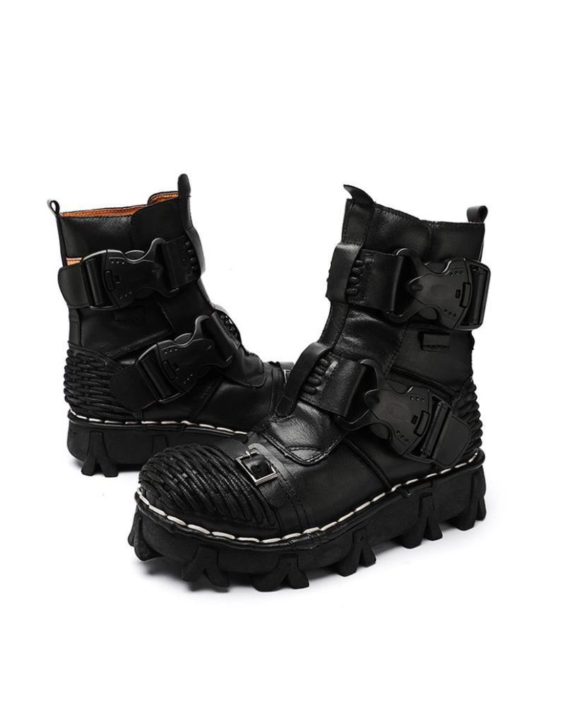 Bottes Techwear à Boucle Polyvalentes - bottes durables pour motards - Bottes Techwear à Boucle pour Motards Aventureux