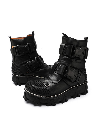 Bottes Techwear à Boucle Polyvalentes - bottes durables pour motards - Bottes Techwear à Boucle pour Motards Aventureux